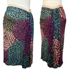 MISSONI knit zig zag skirt signature feather print metallic balloon hem 8 42 M